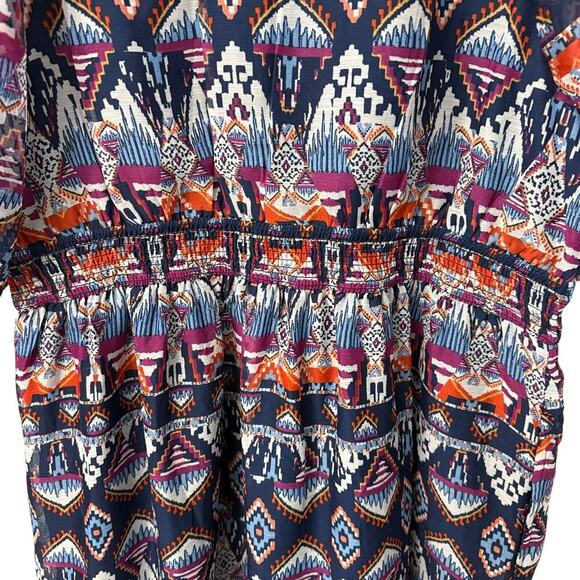 Old Navy Maxi Dress XL Aztec Southwestern Blue Boho - Picture 13 of 14